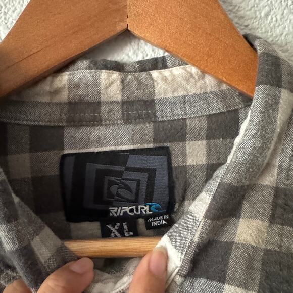 Rip curl Plaid Flannel Shirt Mens XL Fall vintage y2k gray - Picture 2 of 6